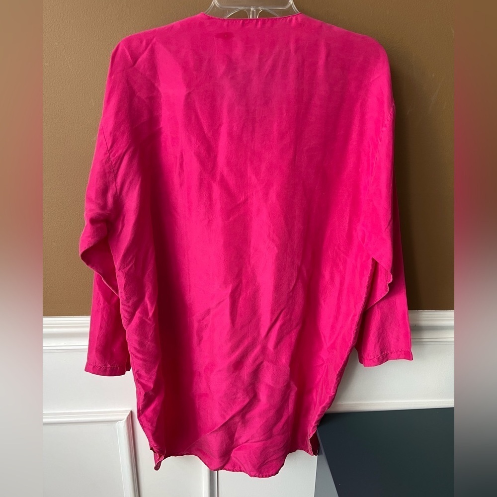 Sasson Women's Pink Button-Down Sleepwear Silk Size P/S Barbiecore - Picture 3 of 3